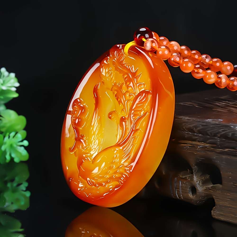 Women's Bohemian Rose Carved Pendant Necklace